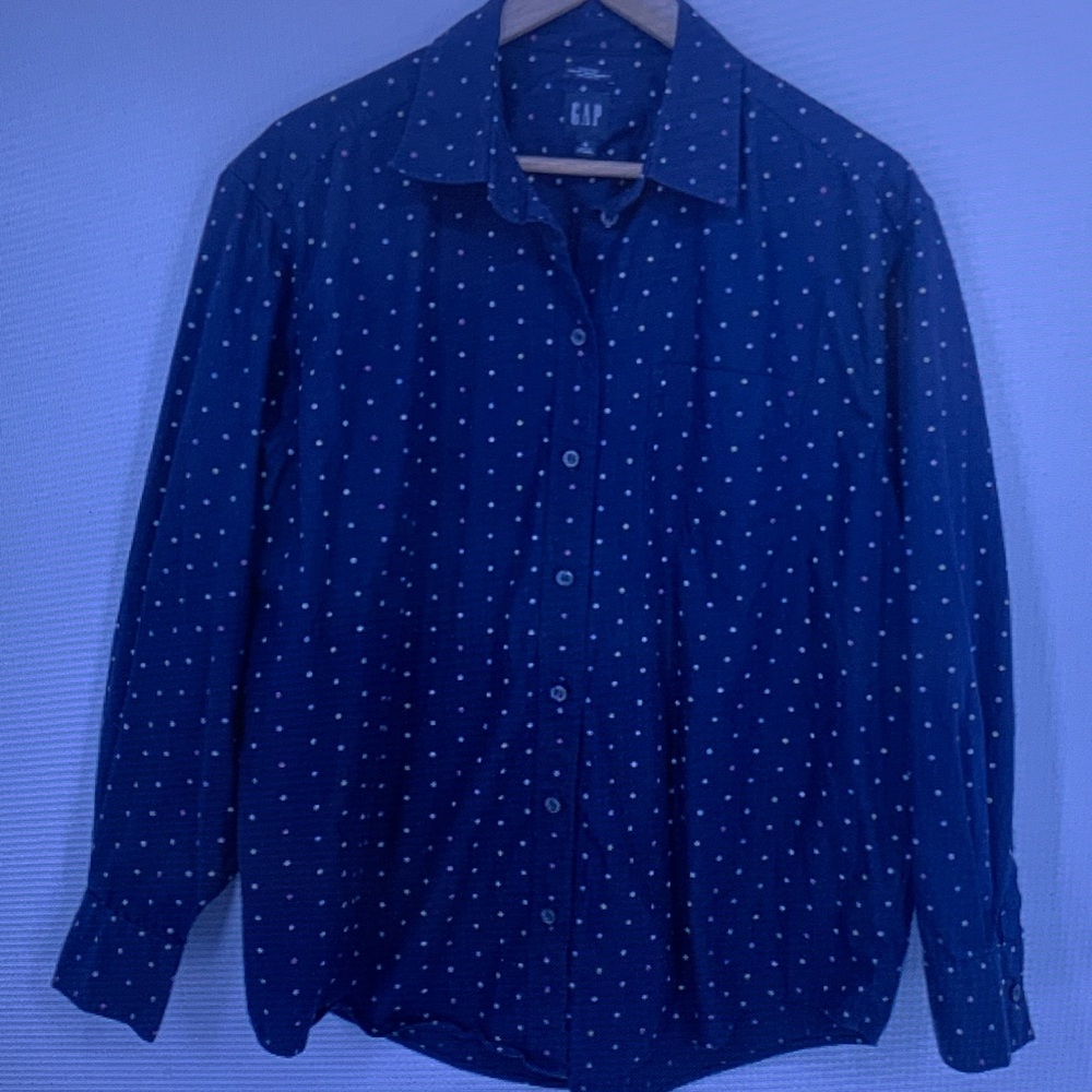 GAP Men’s Navy Blue Polka Dot Button-Down Shirt